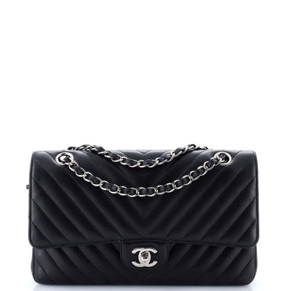 Chanel Medium Classic Double Flap Bag Chevron Lambskin - Picture 1 of 6